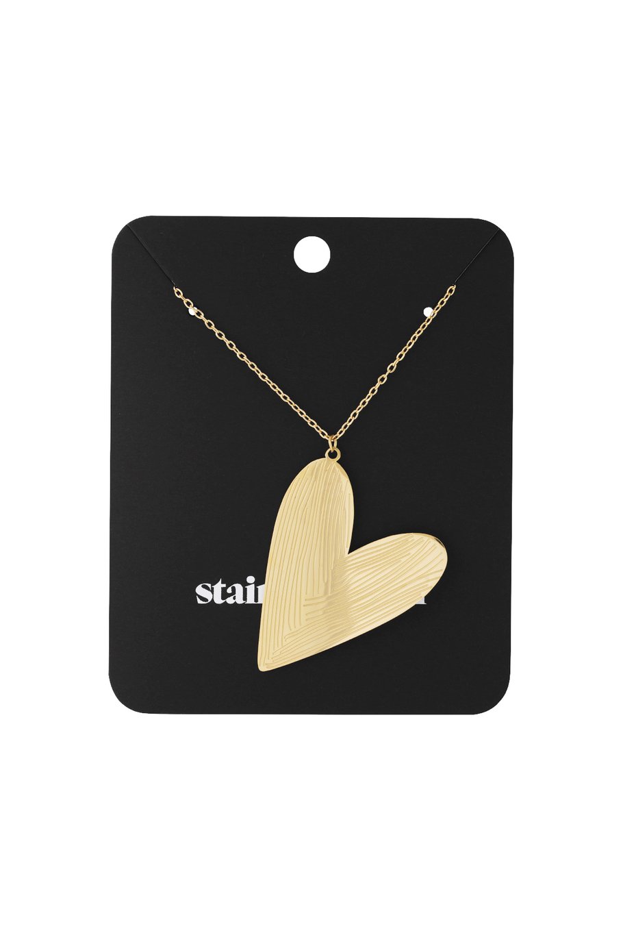 Long necklace with diagonally large heart - Gold color Picture4