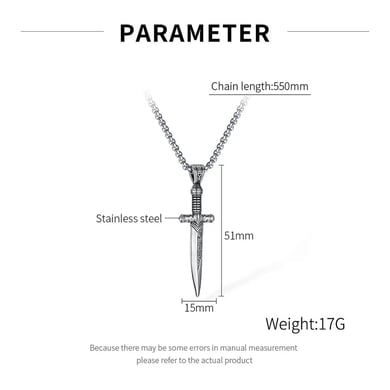 1 Piece Delicate Sword Stainless Steel Men's Pendant Necklaces h5 