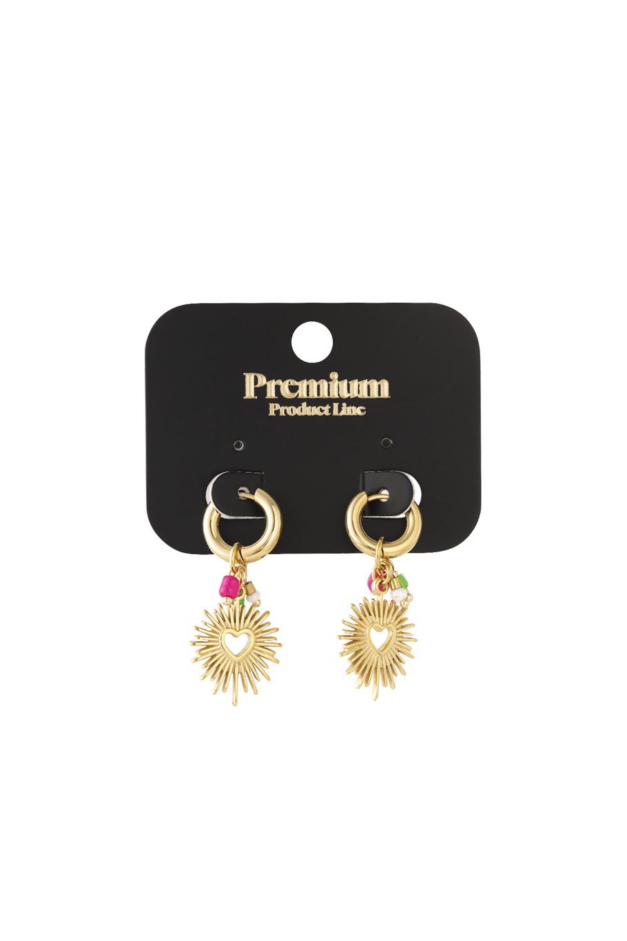 Orecchini con cuore e perline Gold Stainless Steel Immagine5