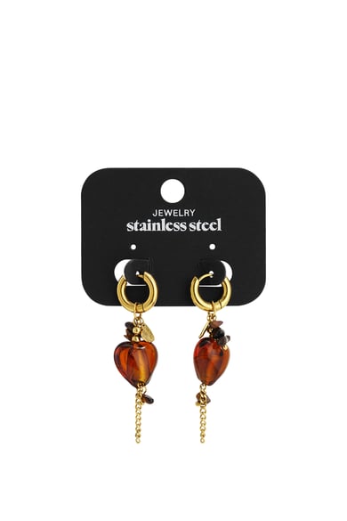 Boucles d&#39;oreilles pendantes en acier inoxydable, série Heart Daily Simple, bijoux pour femmes h5 Image3
