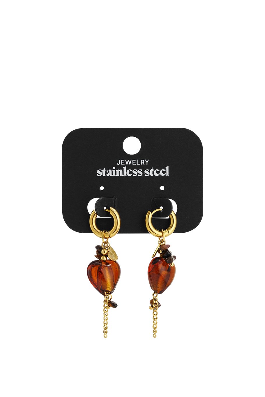Boucles d&#39;oreilles pendantes en acier inoxydable, série Heart Daily Simple, bijoux pour femmes Image3