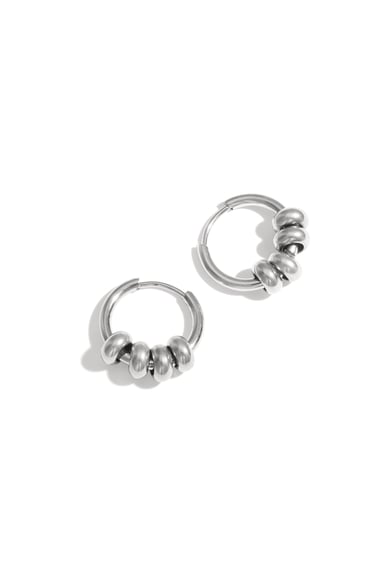 Boucles d&#39;oreilles créoles en acier inoxydable, style décontracté, simple et quotidien, pour femmes h5 Image2