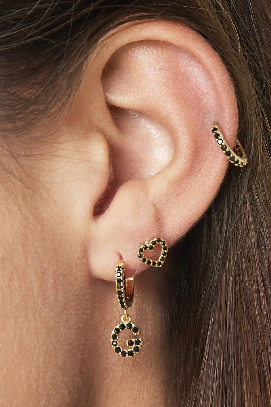 Earrings Letter E Black Copper h5Picture6