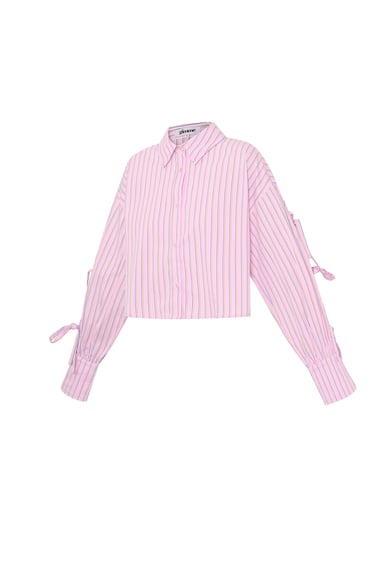 Blusa de raya diplomática con encaje h5 Imagen2