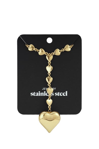 Collane lunghe in acciaio inossidabile con cuore, casual, quotidiane, semplici, gioielli da donna h5 Immagine3