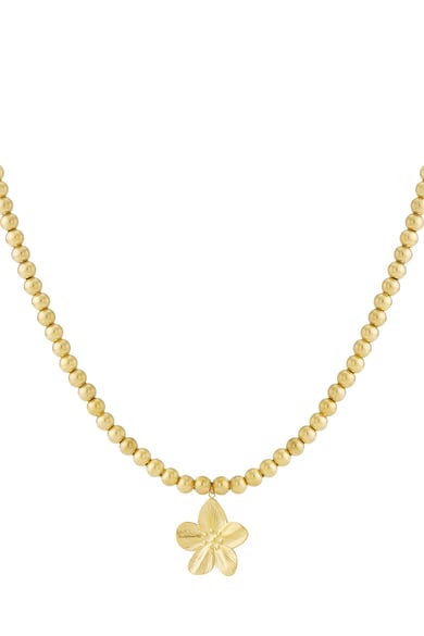 Collier de perles creuses de 8 mm avec une fleur h5 