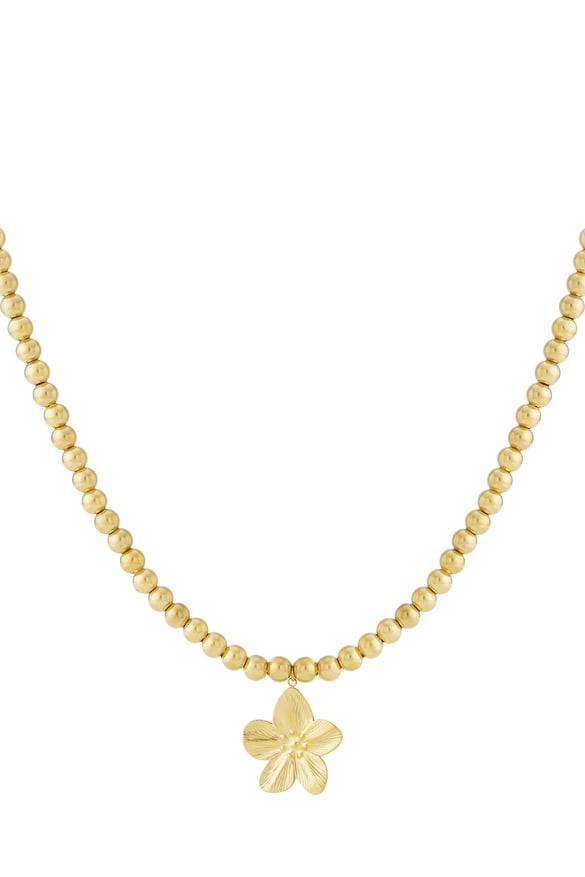 Collier de perles creuses de 8 mm avec une fleur 2