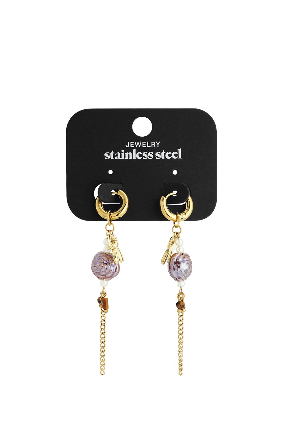 Boucles d'oreilles pendantes en acier inoxydable, série Fleur, décontractée, simple et quotidienne, bijoux pour femmes h5Image3