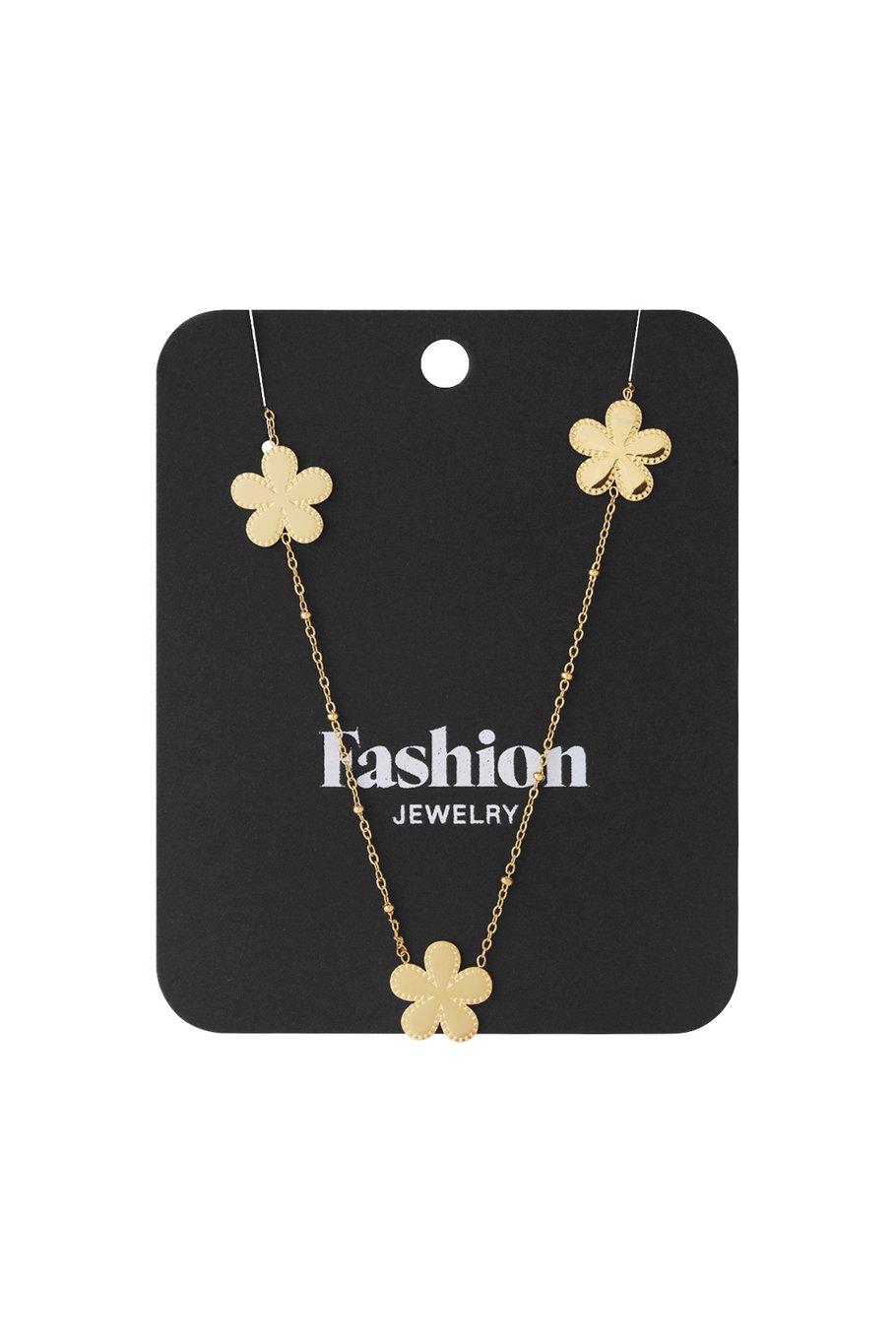 Long necklace with balls and flowers - Silver Color color Picture5