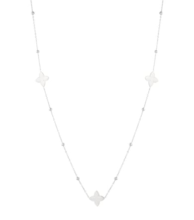 Long necklace with five flowers - Silver Color color h5 