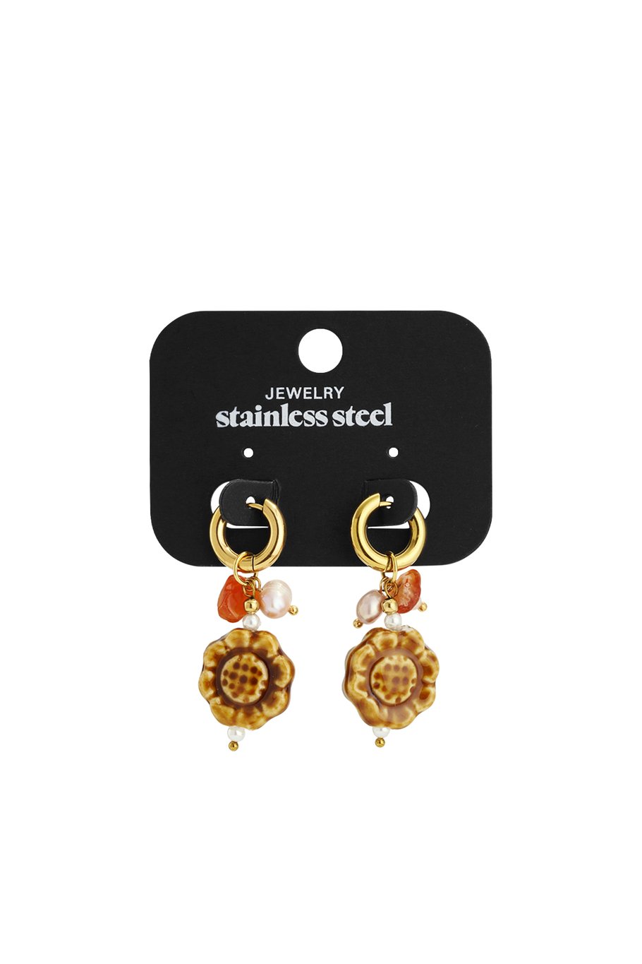 Boucles d&#39;oreilles pendantes en acier inoxydable, série Fleur, décontractée, simple et quotidienne, bijoux pour femmes Image3