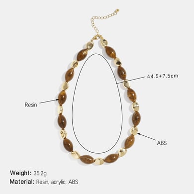 1 Piece Retro Irregular Shape Resin Beaded Necklace h5 Picture2