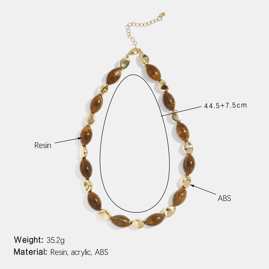 1 Piece Retro Irregular Shape Resin Beaded Necklace Picture2