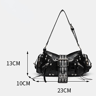 Bolso de hombro de PU con remaches punk de lujo para mujer, 1 pieza h5 Imagen6