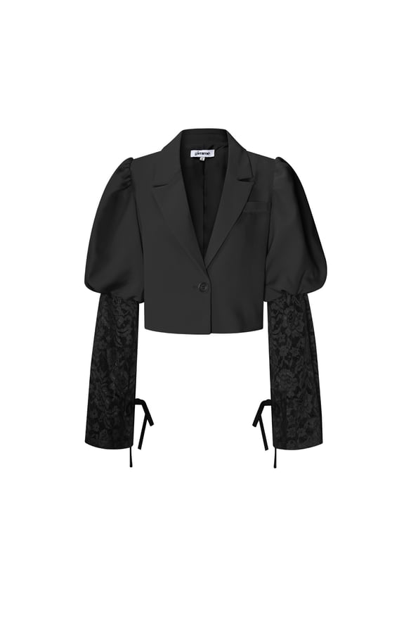 Trendy Kurzblazer mit Spitze - Beige