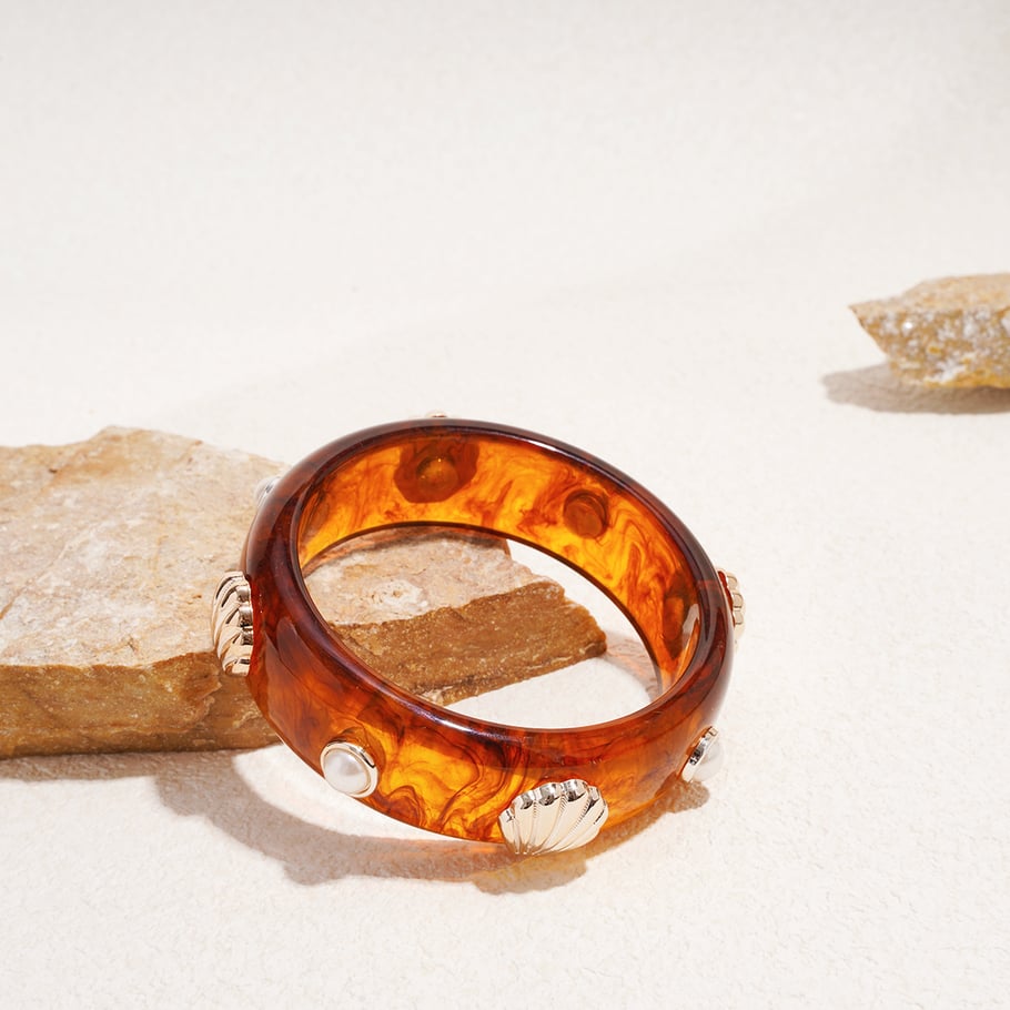 1 Piece Retro Shell Shape Resin Bangle Picture4
