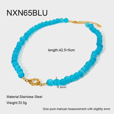 Simple Series Daily Geometric Glass Gold Color Women's Beaded Necklaces h5 
