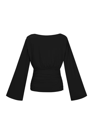 Fibra de poliéster (poliéster) Tops de manga larga Color sólido Ropa elegante Otoño/Invierno h5 Imagen3