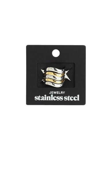 Bagues de déclaration en acier inoxydable, lignes décontractées, simples et quotidiennes, bijoux pour femmes h5 Image3
