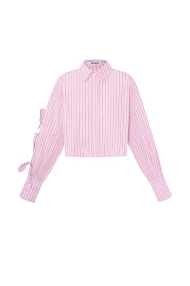 Blusa de raya diplomática con encaje h5 