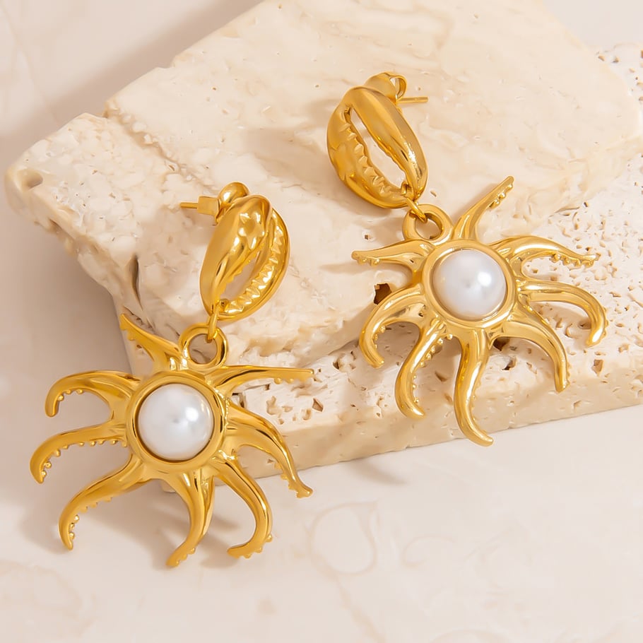 Octopus Stainless Steel Gold Color Drop Earrings h5Picture6