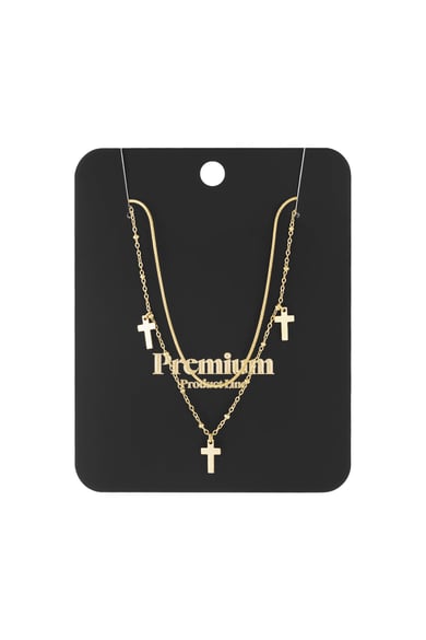 Collares en capas de acero 304S con diseño de cruz, estilo casual, diario y sencillo, joyería para mujer. h5 Imagen3