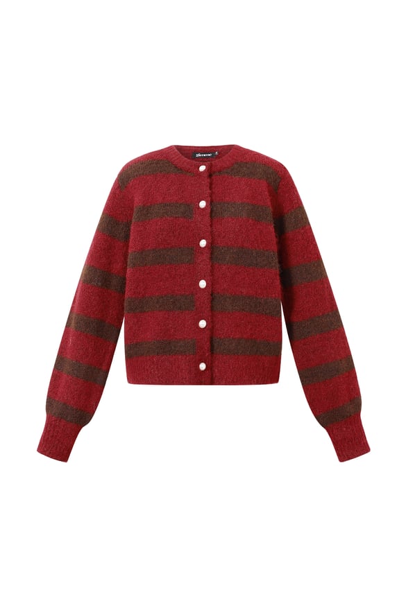Polyesterfaser (Polyester) Strickjacke Streifen Lässige Herbst-/Winterkleidung