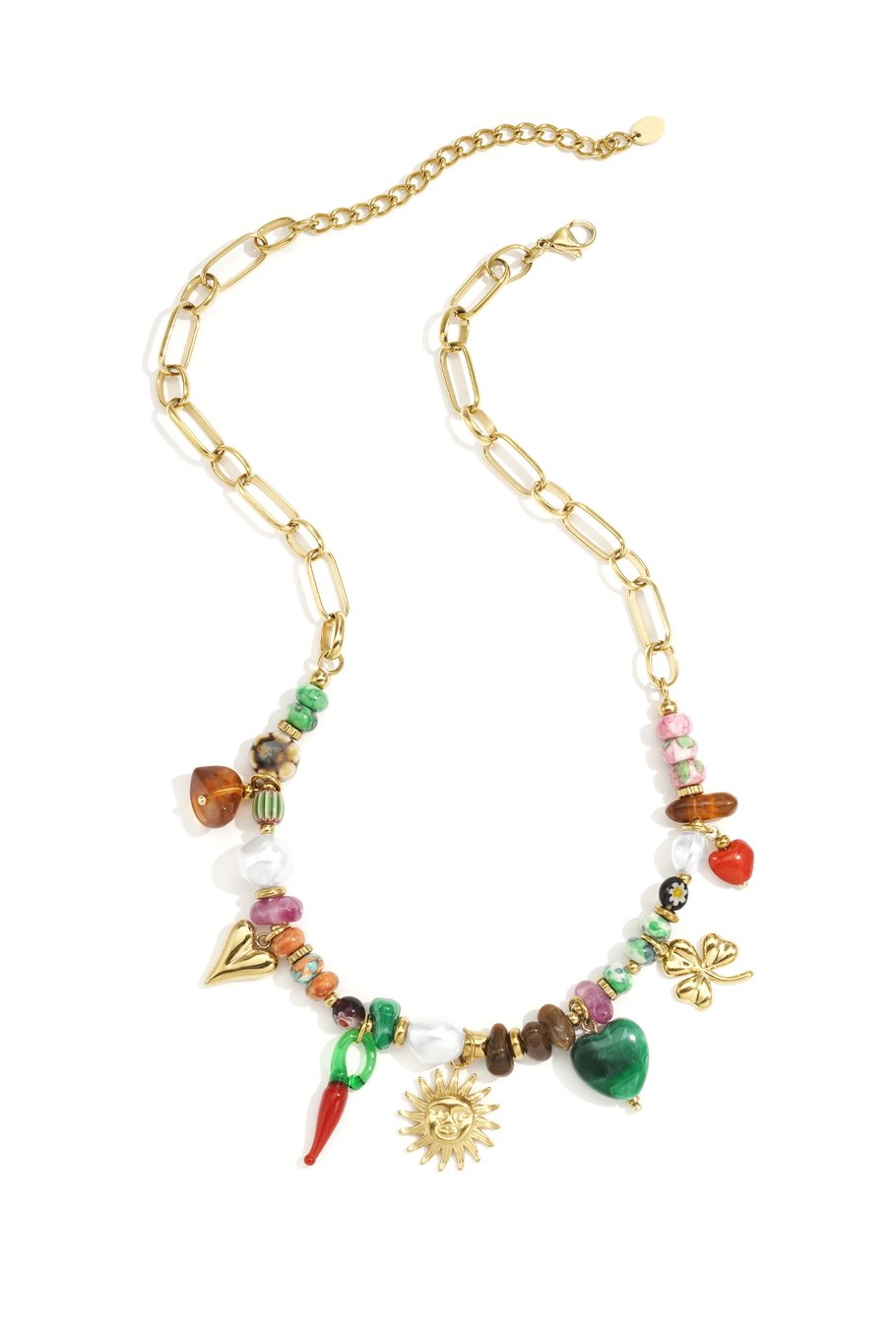 Colliers de perles en forme de cœur et de soleil, style décontracté, style ethnique, pour femme 