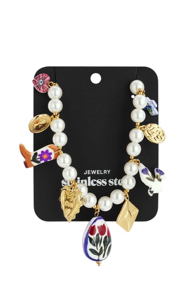 Colliers de perles en plastique, style cœur, style décontracté, style ethnique, bijoux pour femmes h5 Image3