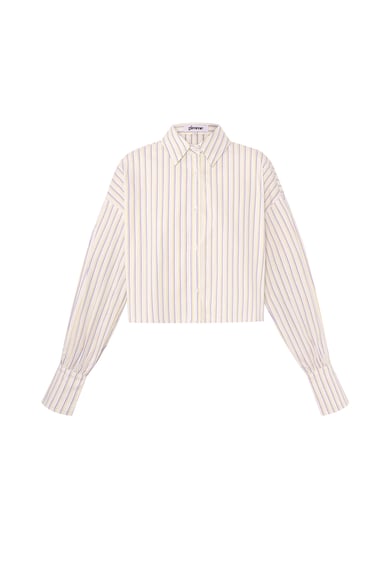 Blusa de raya diplomática con encaje h5 Imagen4