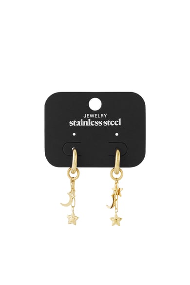 Boucles d&#39;oreilles pendantes en acier inoxydable, style étoile, décontractées et quotidiennes h5 Image3