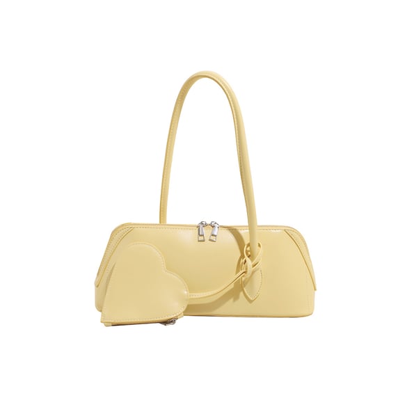 Bolso de hombro de PU para mujer, 1 pieza, sencillo y elegante, con forma de corazón, color sólido
