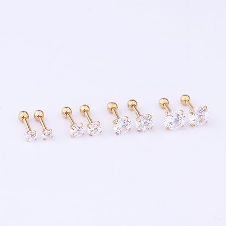 1 Piece Simple Series Simple Round 4mm Titanium Steel   Gold Color Material Zircon Women's Stud Earrings 2