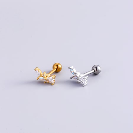 Boucles d'oreilles à tige en acier titane couleur or pour femme, série simple, classique, cœur, zircone 2