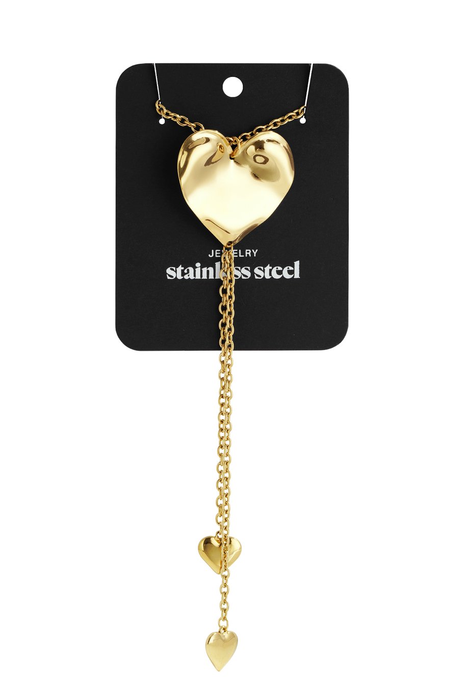 Collares largos de acero inoxidable con forma de corazón, estilo casual, diario, serie sencilla, joyería para mujer. Imagen3