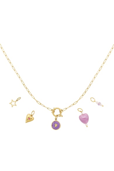Collana fai da te con cuore viola h5 