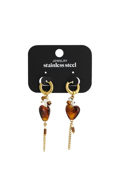 Boucles d&#39;oreilles pendantes en acier inoxydable, style cœur, décontractées, simples et quotidiennes, bijoux pour femmes h5 Image3