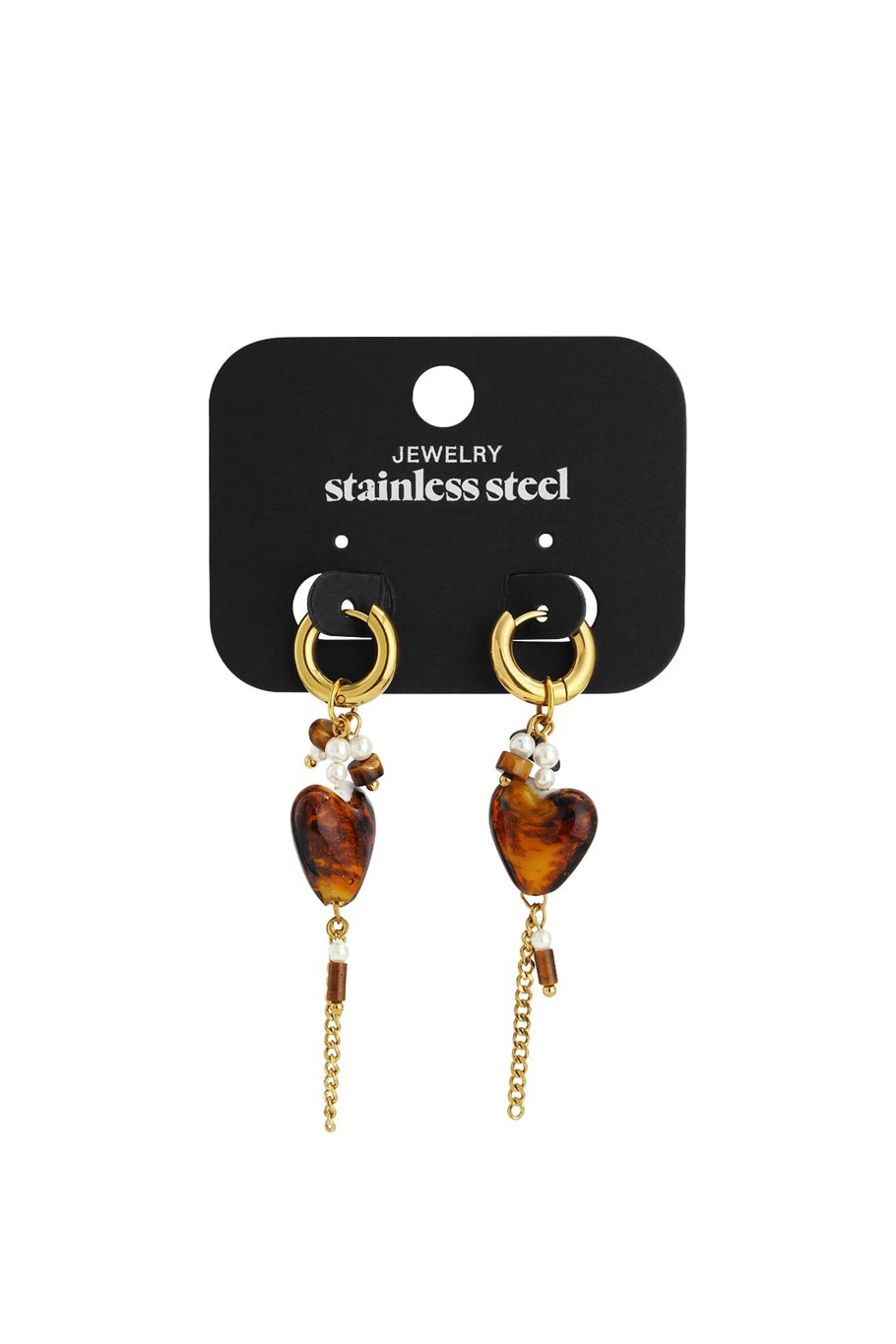 Boucles d&#39;oreilles pendantes en acier inoxydable, style cœur, décontractées, simples et quotidiennes, bijoux pour femmes Image3