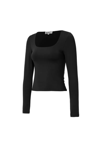 Top a maniche lunghe in nylon, tinta unita, basic, tutti i vestiti adatti h5 Immagine2