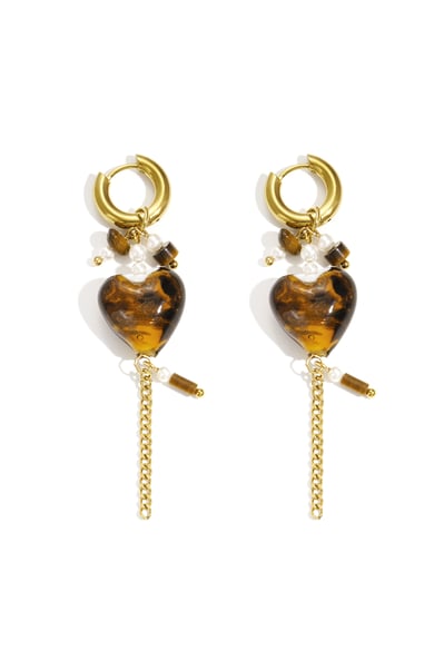 Boucles d&#39;oreilles pendantes en acier inoxydable, style cœur, décontractées, simples et quotidiennes, bijoux pour femmes h5 
