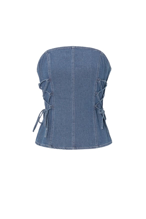 Jeans-Tube-Top mit Spitze