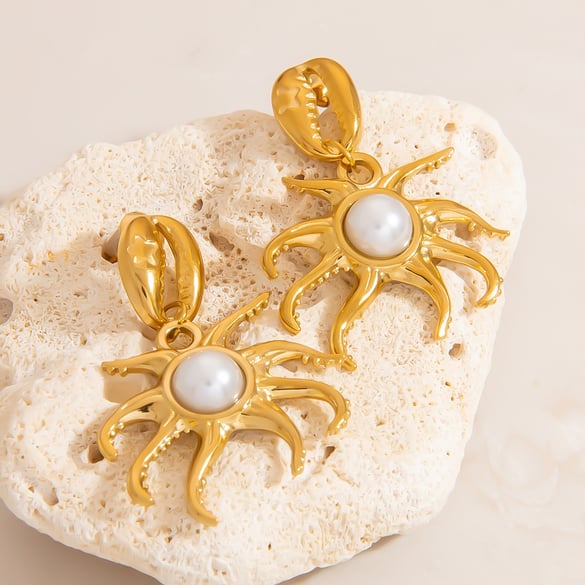Octopus Stainless Steel Gold Color Drop Earrings