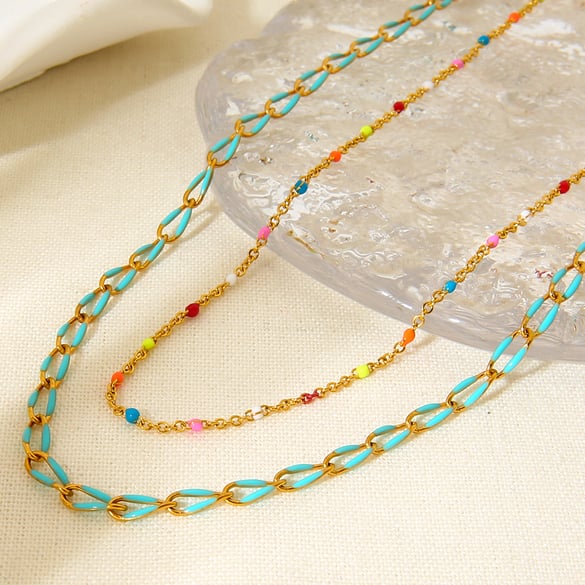 Catene di perline in acciaio inossidabile fai da te multicolore, leggere, lussuose e dolci 2