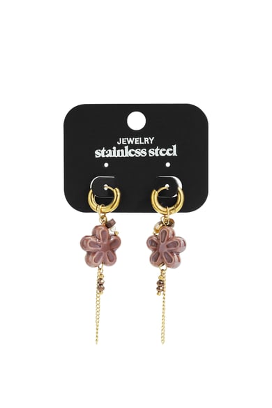 Boucles d&#39;oreilles pendantes en acier inoxydable, style décontracté et simple, série Fleur, bijoux pour femmes h5 Image3