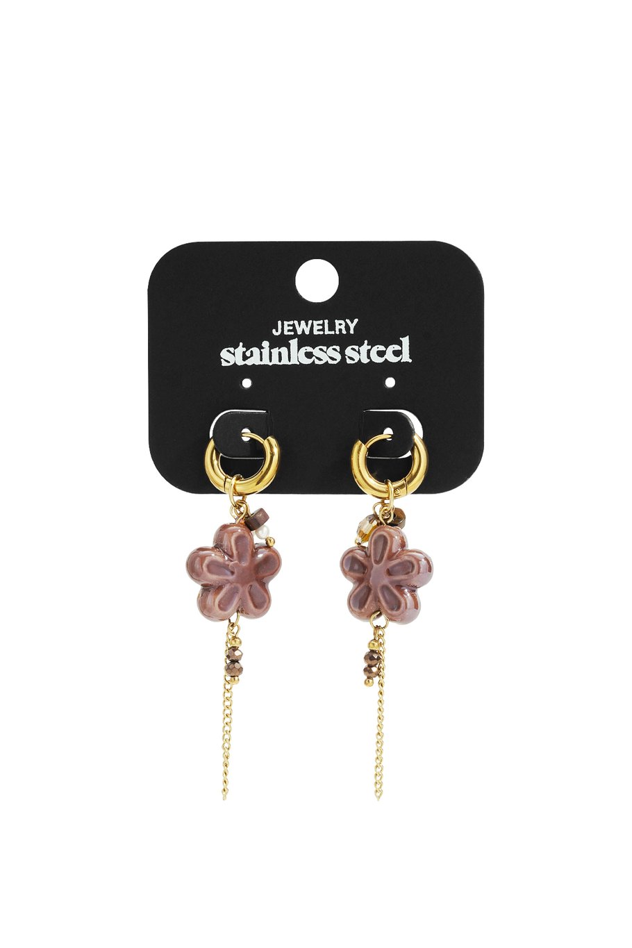 Boucles d'oreilles pendantes en acier inoxydable, style décontracté et simple, série Fleur, bijoux pour femmes h5Image3