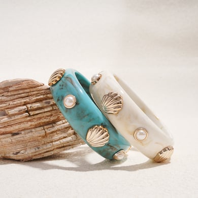 1 Piece Retro Shell Shape Resin Bangle h5 Picture5