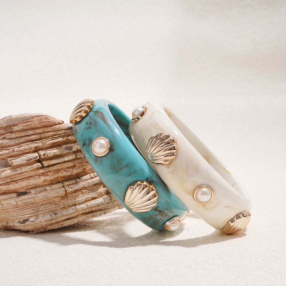 1 Piece Retro Shell Shape Resin Bangle Picture5