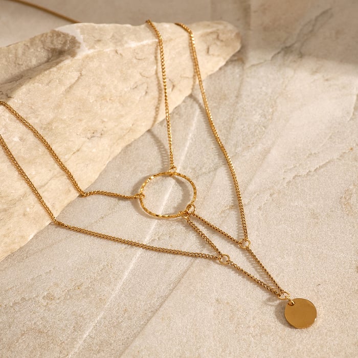 1 Piece Simple Style Geometric Stainless Steel  Gold Color Women's Pendant Necklace 