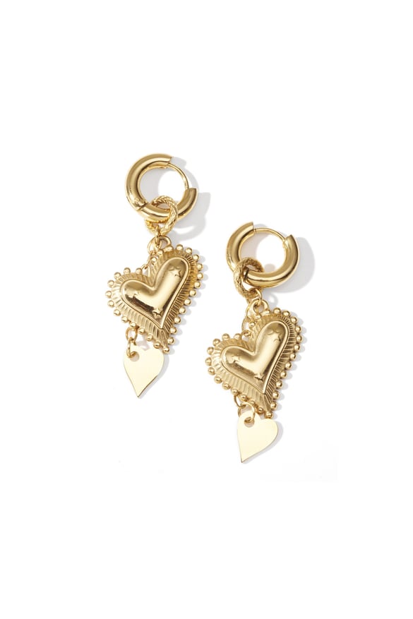 Boucles d&#39;oreilles pendantes en acier inoxydable, style cœur, décontractées, simples et quotidiennes, bijoux pour femmes 2