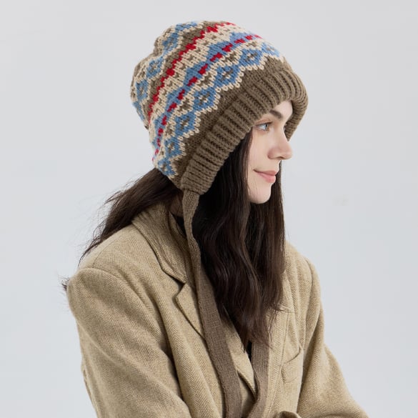 Cappelli da donna in poliestere intrecciato Fair Isle della serie Classic, 1 pezzo 2